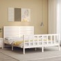 Weißer Massivholzbettrahmen mit Kopfteil 160x200 cm von , Betten und Lattenroste - Ref: Foro24-3193217, Preis: 183,05 €, Raba...