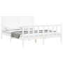 Weißer Massivholzbettrahmen mit Kopfteil 160x200 cm von , Betten und Lattenroste - Ref: Foro24-3193217, Preis: 183,05 €, Raba...