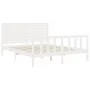 Weißer Massivholzbettrahmen mit Kopfteil 160x200 cm von , Betten und Lattenroste - Ref: Foro24-3193217, Preis: 175,50 €, Raba...