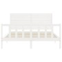 Weißer Massivholzbettrahmen mit Kopfteil 160x200 cm von , Betten und Lattenroste - Ref: Foro24-3193217, Preis: 183,05 €, Raba...