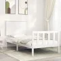 White solid wood bed frame with headboard by , Beds and slatted bases - Ref: Foro24-3193367, Price: 114,03 €, Discount: %