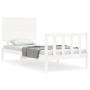 Weißer Bettrahmen aus Massivholz mit Kopfteil von , Betten und Lattenroste - Ref: Foro24-3193367, Preis: 115,45 €, Rabatt: %
