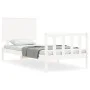 White solid wood bed frame with headboard by , Beds and slatted bases - Ref: Foro24-3193367, Price: 114,03 €, Discount: %