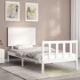 White solid wood bed frame with headboard by , Beds and slatted bases - Ref: Foro24-3193367, Price: 114,03 €, Discount: %