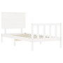 White solid wood bed frame with headboard by , Beds and slatted bases - Ref: Foro24-3193367, Price: 115,45 €, Discount: %