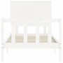 Weißer Bettrahmen aus Massivholz mit Kopfteil von , Betten und Lattenroste - Ref: Foro24-3193367, Preis: 115,45 €, Rabatt: %