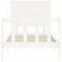 White solid wood bed frame with headboard by , Beds and slatted bases - Ref: Foro24-3193367, Price: 114,03 €, Discount: %