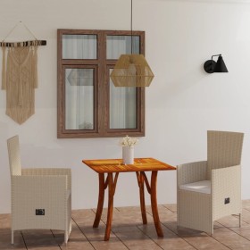 Juego de comedor para jardín 3 piezas beige