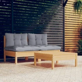 3-teiliges Gartenmöbel-Set mit Kissen aus Kiefernholz von , Gartensets - Ref: Foro24-3095997, Preis: 219,81 €, Rabatt: %