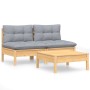 3-piece garden furniture set with pine wood cushions by , Garden sets - Ref: Foro24-3095997, Price: 213,23 €, Discount: %