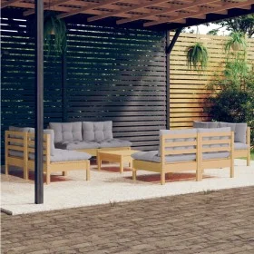 Gartenmöbel-Set 9-teilig und Kissen aus grauem Kiefernholz von , Gartensets - Ref: Foro24-3096045, Preis: 699,23 €, Rabatt: %