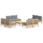 Garden furniture set 9 pieces and gray pine wood cushions by , Garden sets - Ref: Foro24-3096045, Price: 647,66 €, Discount: %