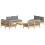 Garden furniture set 9 pieces and gray pine wood cushions by , Garden sets - Ref: Foro24-3096045, Price: 647,66 €, Discount: %