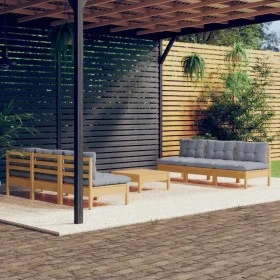 Garden furniture set 7 pieces and gray pine wood cushions by , Garden sets - Ref: Foro24-3096093, Price: 563,56 €, Discount: %