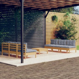 Gartenmöbel-Set 7-teilig und Kissen aus grauem Kiefernholz von , Gartensets - Ref: Foro24-3096093, Preis: 538,26 €, Rabatt: %