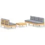 6-piece garden furniture set with gray pine wood cushions by , Garden sets - Ref: Foro24-3096087, Price: 444,66 €, Discount: %