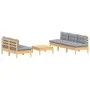 6-piece garden furniture set with gray pine wood cushions by , Garden sets - Ref: Foro24-3096087, Price: 444,66 €, Discount: %