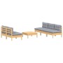 Gartenmöbel-Set 6-teilig und Kissen aus grauem Kiefernholz von , Gartensets - Ref: Foro24-3096087, Preis: 444,66 €, Rabatt: %