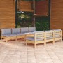 Gartenmöbel-Set 8-teilig und Kissen aus grauem Kiefernholz von , Gartensets - Ref: Foro24-3096135, Preis: 616,06 €, Rabatt: %