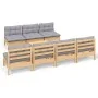 Garden furniture set 8 pieces and gray pine wood cushions by , Garden sets - Ref: Foro24-3096135, Price: 645,51 €, Discount: %
