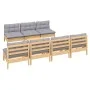 Garden furniture set 8 pieces and gray pine wood cushions by , Garden sets - Ref: Foro24-3096135, Price: 645,51 €, Discount: %