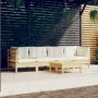 Gartenmöbel 5-teilig und Kissen aus massivem cremefarbenem Kiefernholz von , Gartensets - Ref: Foro24-3096154, Preis: 383,10 ...
