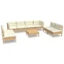 Muebles de jardín 9 pzas y cojines madera maciza de pino crema de , Conjuntos de jardín - Ref: Foro24-3096238, Precio: 705,93...