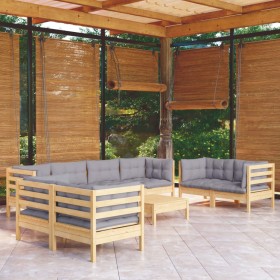 Garden furniture set 9 pieces and cushions solid pine wood by , Garden sets - Ref: Foro24-3096273, Price: 740,83 €, Discount: %
