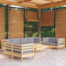 Garden furniture set 9 pieces and cushions solid pine wood by , Garden sets - Ref: Foro24-3096273, Price: 718,03 €, Discount: %