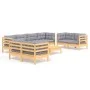 Garden furniture set 9 pieces and cushions solid pine wood by , Garden sets - Ref: Foro24-3096273, Price: 720,91 €, Discount: %