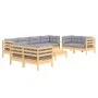 Garden furniture set 9 pieces and cushions solid pine wood by , Garden sets - Ref: Foro24-3096273, Price: 720,91 €, Discount: %