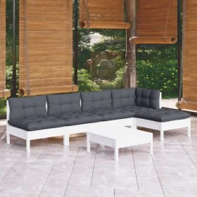 Garden furniture 6 pieces with white pine wood cushions by , Garden sets - Ref: Foro24-3096341, Price: 470,59 €, Discount: %