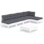 Garden furniture 6 pieces with white pine wood cushions by , Garden sets - Ref: Foro24-3096341, Price: 476,59 €, Discount: %