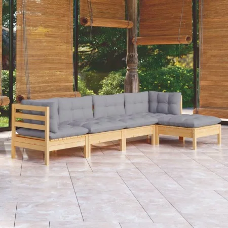 5-teiliges Gartenmöbel-Set mit Kissen aus Kiefernholz von , Gartensets - Ref: Foro24-3096357, Preis: 362,08 €, Rabatt: %