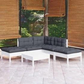 Garden furniture 6 pieces with white pine wood cushions by , Garden sets - Ref: Foro24-3096317, Price: 464,94 €, Discount: %