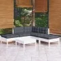 Muebles de jardín 6 pzas con cojines blanco madera de pino de , Conjuntos de jardín - Ref: Foro24-3096317, Precio: 464,92 €, ...