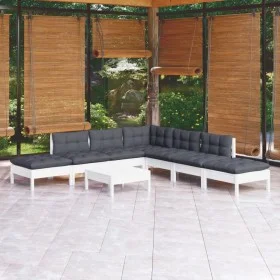 Garden furniture 8 pieces with white pine wood cushions by , Garden sets - Ref: Foro24-3096329, Price: 615,15 €, Discount: %