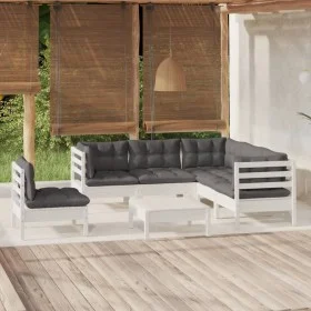 Muebles de jardín 6 pzas con cojines blanco madera de pino de , Conjuntos de jardín - Ref: Foro24-3096413, Precio: 519,03 €, ...