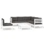 Muebles de jardín 6 pzas con cojines blanco madera de pino de , Conjuntos de jardín - Ref: Foro24-3096413, Precio: 519,01 €, ...