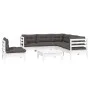 Muebles de jardín 6 pzas con cojines blanco madera de pino de , Conjuntos de jardín - Ref: Foro24-3096413, Precio: 519,01 €, ...
