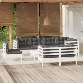 Gartenmöbel 9-teilig mit weißen Kissen aus massivem Kiefernholz von , Gartensets - Ref: Foro24-3096521, Preis: 768,35 €, Raba...