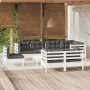Gartenmöbel 9-teilig mit weißen Kissen aus massivem Kiefernholz von , Gartensets - Ref: Foro24-3096521, Preis: 778,14 €, Raba...