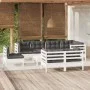 Muebles de jardín 9 pzas con cojines blanco madera maciza pino de , Conjuntos de jardín - Ref: Foro24-3096521, Precio: 768,31...