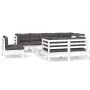 Muebles de jardín 9 pzas con cojines blanco madera maciza pino de , Conjuntos de jardín - Ref: Foro24-3096521, Precio: 768,31...