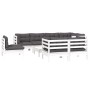 Gartenmöbel 9-teilig mit weißen Kissen aus massivem Kiefernholz von , Gartensets - Ref: Foro24-3096521, Preis: 778,14 €, Raba...