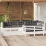 Gartenmöbel 9-teilig mit weißen Kissen aus massivem Kiefernholz von , Gartensets - Ref: Foro24-3096509, Preis: 778,14 €, Raba...