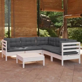 Gartenmöbel 6-teilig mit weißen Kissen aus massivem Kiefernholz von , Gartensets - Ref: Foro24-3096678, Preis: 519,03 €, Raba...