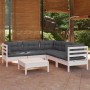 Gartenmöbel 6-teilig mit weißen Kissen aus massivem Kiefernholz von , Gartensets - Ref: Foro24-3096678, Preis: 525,67 €, Raba...