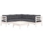 Gartenmöbel 6-teilig mit weißen Kissen aus massivem Kiefernholz von , Gartensets - Ref: Foro24-3096678, Preis: 525,67 €, Raba...
