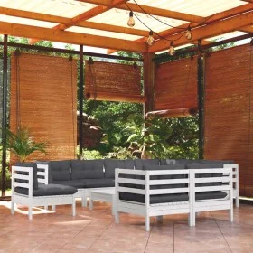 Gartenmöbel 10-teilig mit weißen Kissen aus massivem Kiefernholz von , Gartensets - Ref: Foro24-3096774, Preis: 896,28 €, Rab...